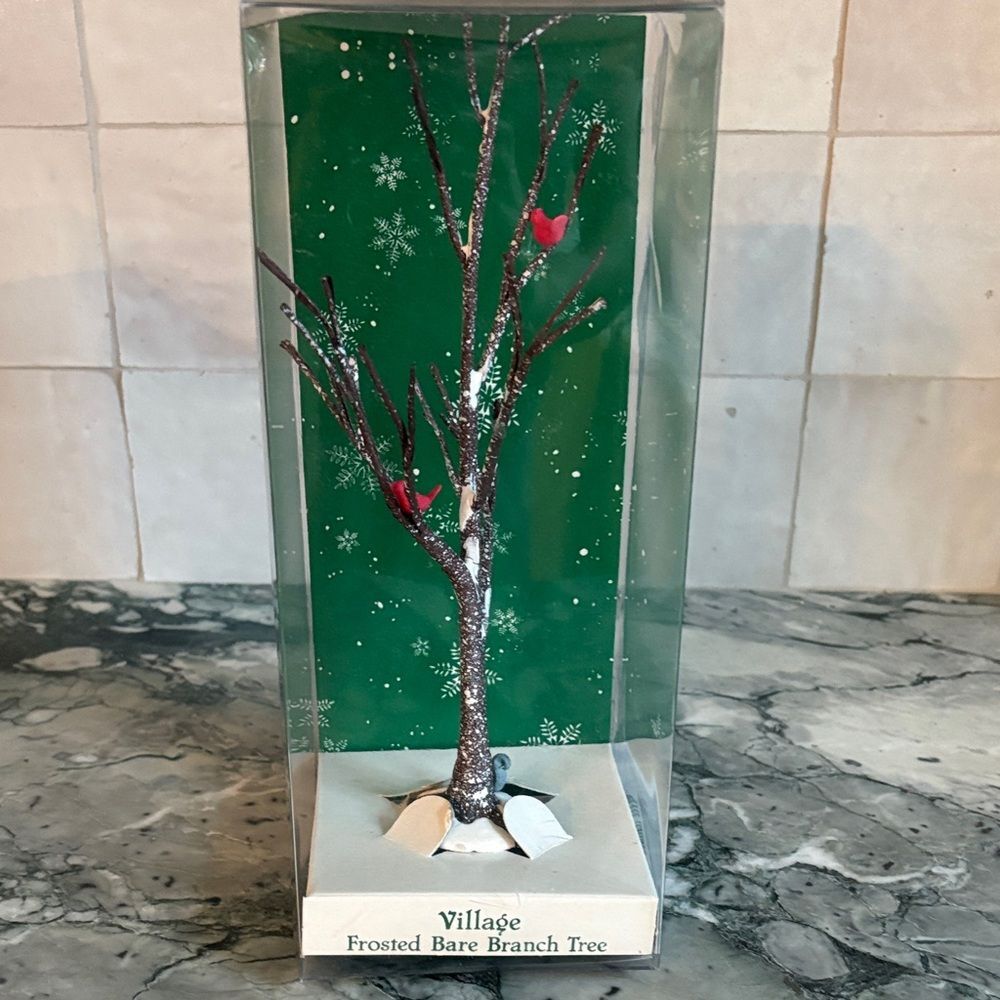 Dept. Village 9" Frosted Bare Branch Tree with Red Birds 5241-9